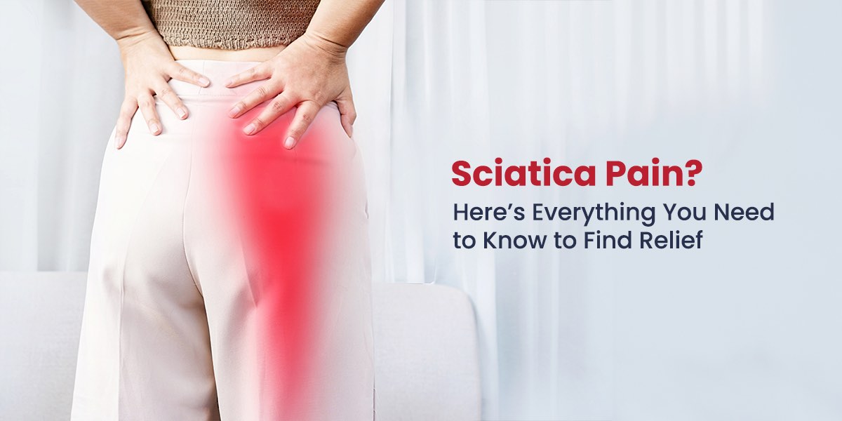Diagram showing the sciatic nerve pathway from lower back to leg